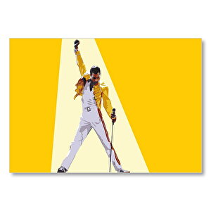 Freddie Mercury Sarı Zemin  Mdf Ahşap Tablo 25x35 cm