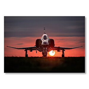 F4 Phantom Süpersonik Jet Ve Günbatımı  Mdf Ahşap Tablo 50x70 cm