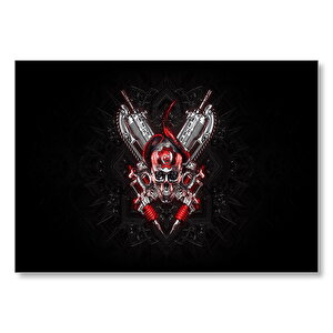 Gears 5 Dövmeli Ve Silahlı Kuru Kafa  Mdf Ahşap Tablo 50x70 cm