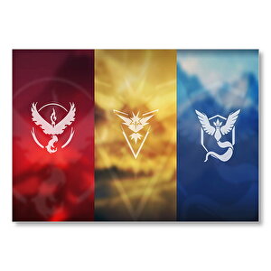 Pokemon Go Takım Bayrakları  Mdf Ahşap Tablo 35x50 cm
