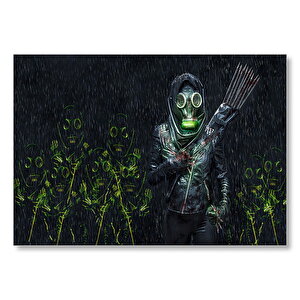 Gaz Maskeli Adam Ve Ok Çantası  Mdf Ahşap Tablo 50x70 cm