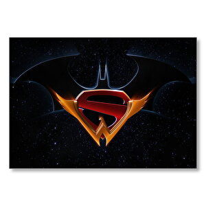 Batman Süperman Ve Wonder Woman Logolar  Mdf Ahşap Tablo 50x70 cm
