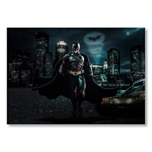 Batman Kara Şövalye Ve Gökyüzünde Logosu  Mdf Ahşap Tablo 35x50 cm