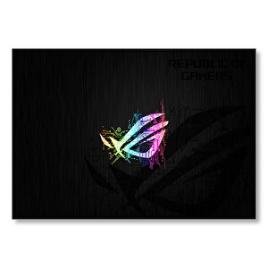 Asus Rog Republic Of Gamers Siyah Zemin  Mdf Ahşap Tablo 35x50 cm