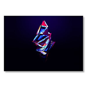 Siyah Zeminde Renkli Üçgenler  Mdf Ahşap Tablo 50x70 cm