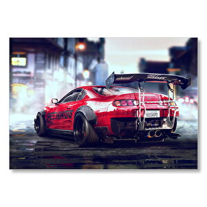 Kırmızı Toyota Supra  Mdf Ahşap Tablo 25x35 cm