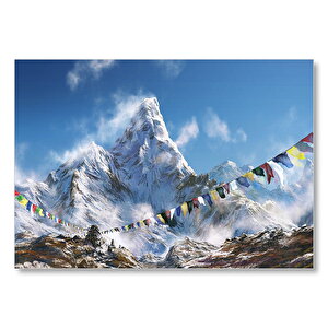Himalayalarda Dua Bayrakları  Mdf Ahşap Tablo 25x35 cm