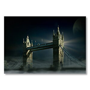 Londra Tower Bridge Gece Manzarası  Mdf Ahşap Tablo 25x35 cm