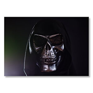 Siyah Zemin Maskeli Metal Kuru Kafa  Mdf Ahşap Tablo 35x50 cm