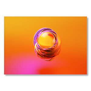 Turuncu Küre Ve Saran Renkli Dalgaları  Mdf Ahşap Tablo 50x70 cm