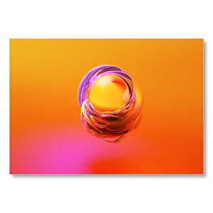 Turuncu Küre Ve Saran Renkli Dalgaları  Mdf Ahşap Tablo 35x50 cm