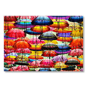 Rengarenk Şemsiyeler  Mdf Ahşap Tablo 50x70 cm