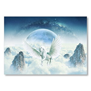Muhafız Unicorn Bulutlar Ve Dünya Manzarası  Mdf Ahşap Tablo 50x70 cm
