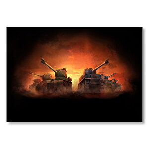 World Of Tanks Günbatımında Tanklar  Mdf Ahşap Tablo 35x50 cm