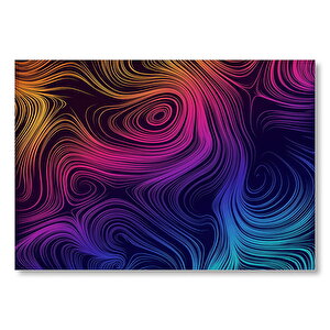 Neon Renkli İçiçe Dalgalar  Mdf Ahşap Tablo 35x50 cm