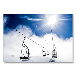 Kar Güneş Işığı Ve Telesiyejler  Mdf Ahşap Tablo 35x50 cm