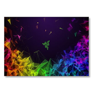 Razer Blade Siyah Zemin Renkli Abstrakt Geometrik Şekiller  Mdf Ahşap Tablo 50x70 cm