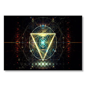 Siyah Zemin Işıklar Geometrik Şekiller  Mdf Ahşap Tablo 35x50 cm