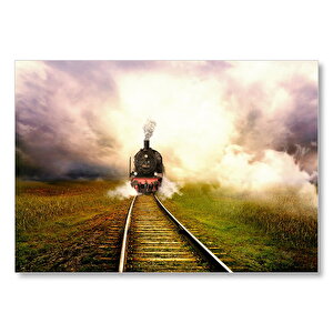 Trenyolu Ve Buharlı Tren  Mdf Ahşap Tablo 35x50 cm
