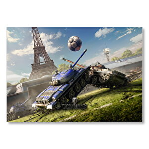 World Of Tanks Paris'te Futbol  Mdf Ahşap Tablo 50x70 cm