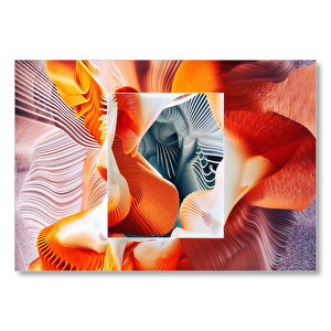 Renkli İçiçe Ve Paralel Katmanlar Kare  Mdf Ahşap Tablo 35x50 cm