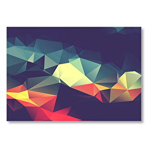 Renkli Üçgenler 3d  Mdf Ahşap Tablo 35x50 cm