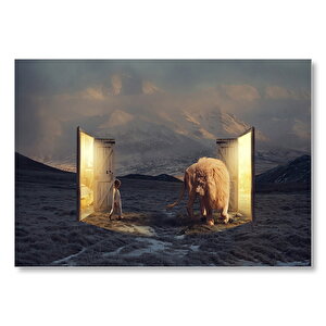 Uyurgezer Kız Ve Narnia Aslanı  Mdf Ahşap Tablo 35x50 cm