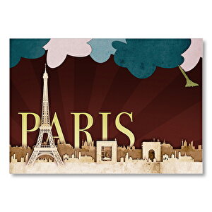 Paris Silüet Manzarası  Mdf Ahşap Tablo 50x70 cm