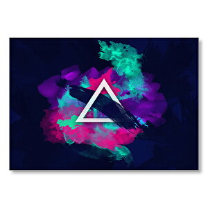 Neon Renkler Ve Beyaz Üçgen  Mdf Ahşap Tablo 35x50 cm