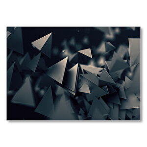 Siyah Üçgenler Low Poly 3d  Mdf Ahşap Tablo 25x35 cm
