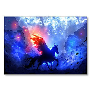 Yanan Pegasus Ve Mor Gökler  Mdf Ahşap Tablo 25x35 cm