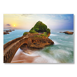 Fransa Biarritz Basta Kayası  Mdf Ahşap Tablo 35x50 cm