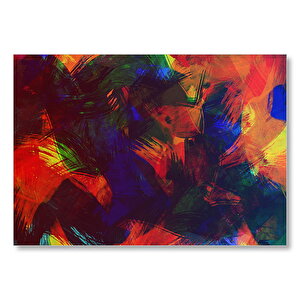 Renkli Asimetrik Fırça Darbeleri  Mdf Ahşap Tablo 50x70 cm