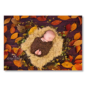 Sonbahar Yaprakları Kürk Ve Bebek  Mdf Ahşap Tablo 35x50 cm