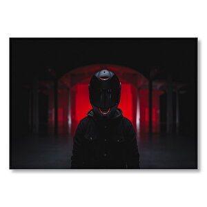 Siyah Kasklı Sürücü  Mdf Ahşap Tablo 50x70 cm