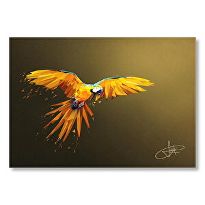 Sarı Macaw Papağanı Low Poly  Mdf Ahşap Tablo 50x70 cm
