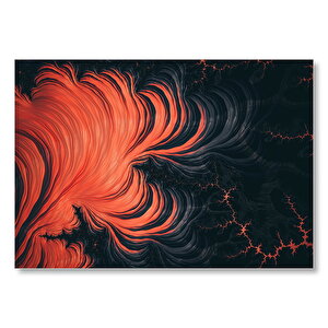 Turuncu Siyah Fraktal Sanat  Mdf Ahşap Tablo 50x70 cm