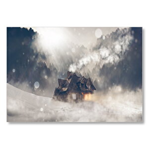 Sisli Orman Ve  Ev  Mdf Ahşap Tablo 35x50 cm