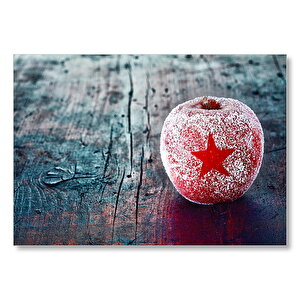 Yılbaşı Süsü Donmuş Elma  Mdf Ahşap Tablo 35x50 cm