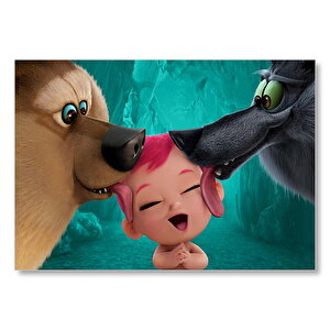 Leylekler Filmi Kurt Ayı Ve Bebek  Mdf Ahşap Tablo 50x70 cm