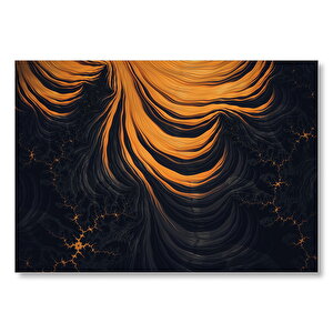 Sarı Siyah Fraktal Dalgalar  Mdf Ahşap Tablo 50x70 cm