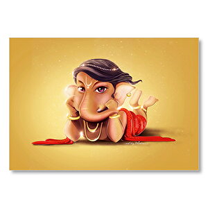 Sevimli Lord Ganesha Dijital Art  Mdf Ahşap Tablo 35x50 cm