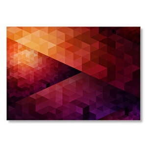 Turuncu Low Poly Geometrik Şekiller Kompozisyon  Mdf Ahşap Tablo 25x35 cm