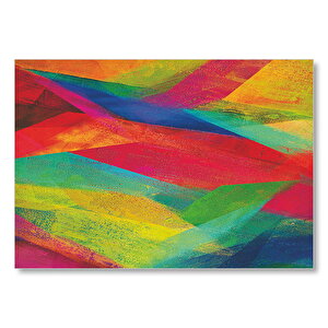 Rengarenk Yamalı Parçalar  Mdf Ahşap Tablo 25x35 cm