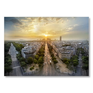 Paris Panaromik Günbatımı  Mdf Ahşap Tablo 35x50 cm