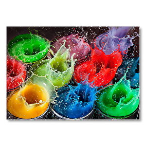 Renkli Damlalar Patlıyor  Mdf Ahşap Tablo 50x70 cm