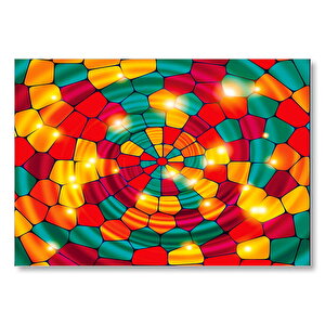 Renkli Geometrik Şekiller Vitray  Mdf Ahşap Tablo 50x70 cm