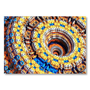 Renkli Daireler Bloklar Sarmal Kompleks  Mdf Ahşap Tablo 35x50 cm