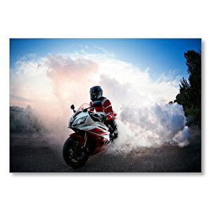 Racing Motorsiklet Patinaj  Mdf Ahşap Tablo 35x50 cm