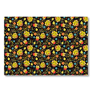 Rus Stili Çiçek Desenleri  Mdf Ahşap Tablo 35x50 cm